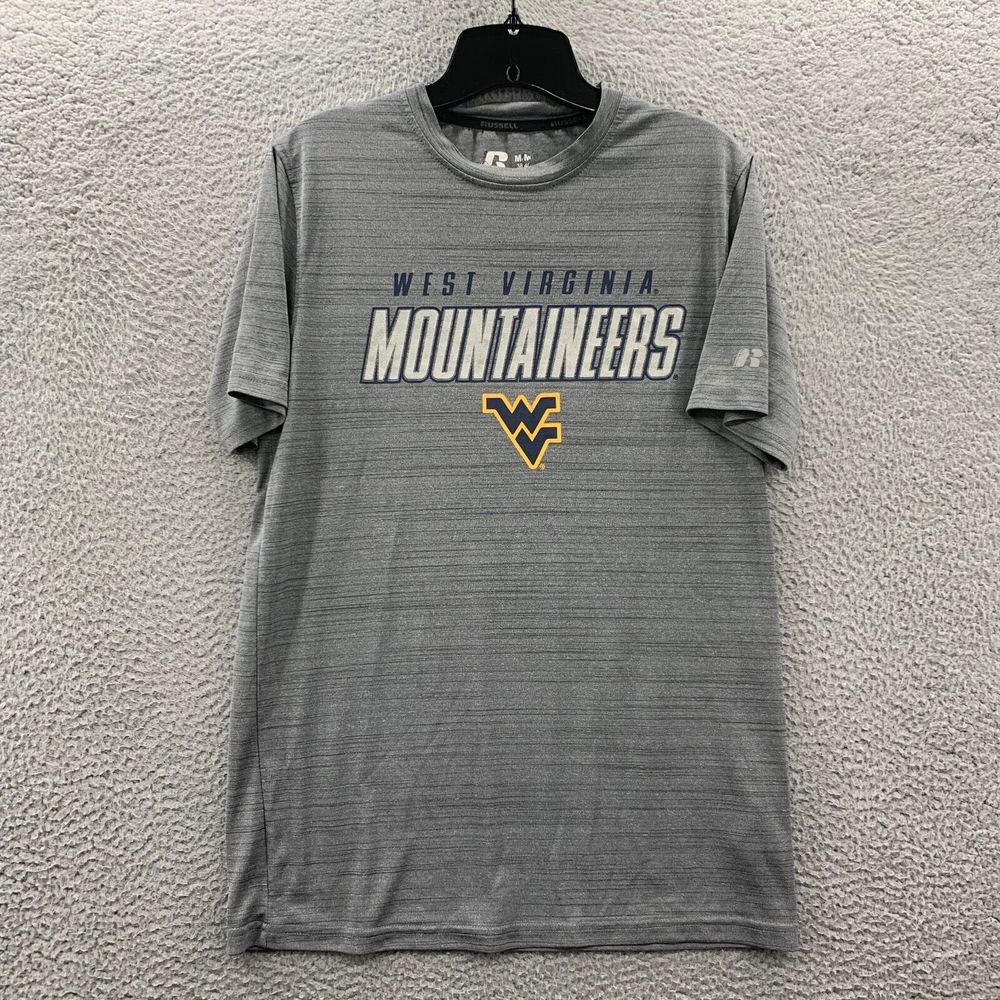 WEST VIRGINIA Shirt Mens Medium Short Sleeve Gray Russell NCAA
